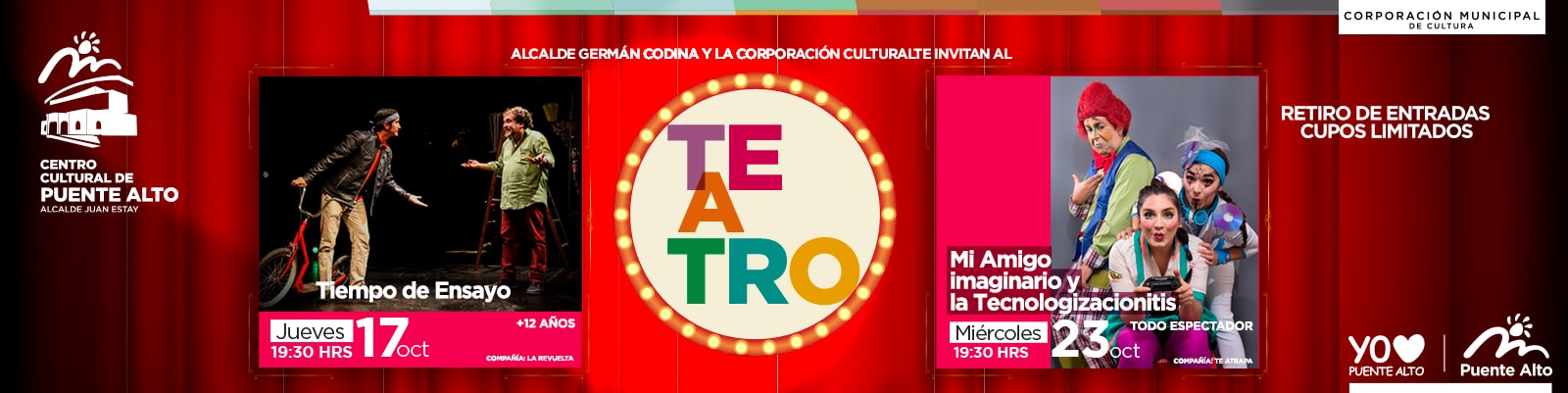 En octubre el Teatro se toma la cartelera de nuestro Centro Cultural. 